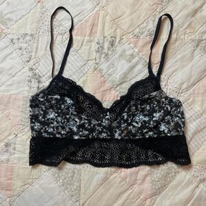 free people intimate black and blue floral bralette size medium
